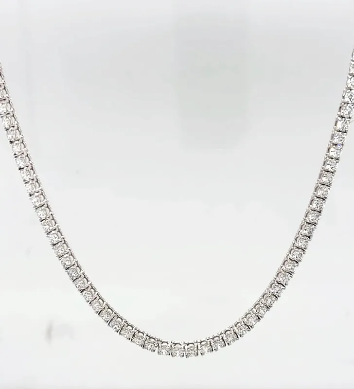 7.88ct Lab Grown Diamond & 9ct White Gold 2.5mm Tennis Necklace 17 Inch ( 12.7g)