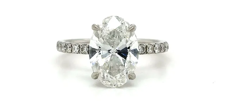 3.45ct Lab Grown Diamond & Platinum Solitaire Ring ( Hidden Halo ) 4.3g