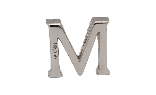 0.13ct Natural Diamond & 18ct White Gold -Initial M - Pendant ( 11.00 x 12.3mm) 2.11g