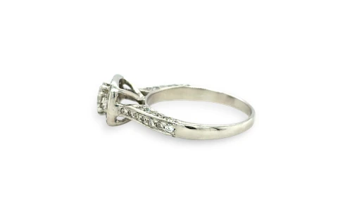 0.99ct Natural Diamond & 18ct White Gold Halo Solitaire Ring 3.72g