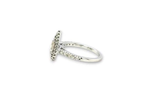 1.03ct Natural Diamond & 9ct White Gold Pear Shape Solitaire Ring 2.9g