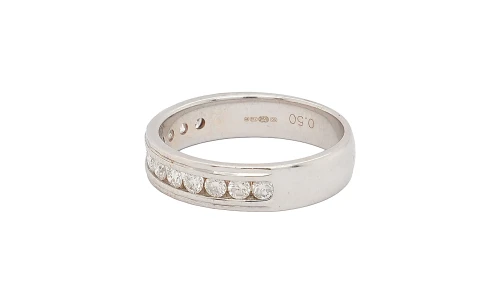 0.50ct Natural Diamond & 18ct White Gold 4.5mm Eternity/Wedding Band 5.1g