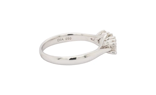 0.50ct Natural Diamond & 18ct White Gold Trilogy Ring 2.6g