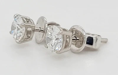 1.00ct Lab Grown Diamond & Platinum Solitaire Stud Earrings 2.4g