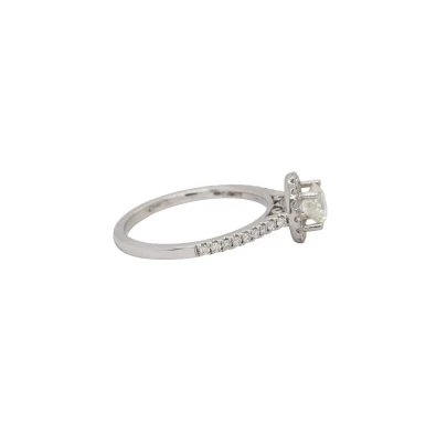 0.77ct Natural Diamond & Platinum  Halo/Solitaire Ring-3.8g