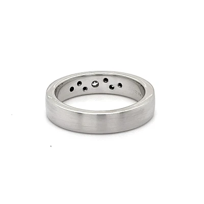 0.10ct Diamond & 9ct White Gold BRUSHED 5mm Slight Court Wedding Band 6.3g