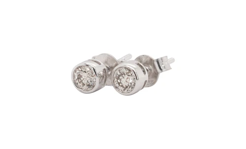 0.44ct Natural Diamond & 9ct White Gold 5.0mm Bevel Set Stud Earrings 1.12g