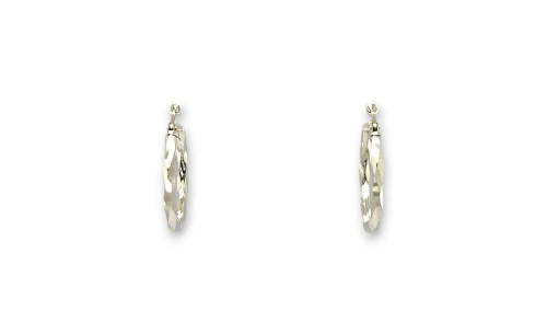 9ct White Gold 22mm Faceted Hoop Earrings 1.4g