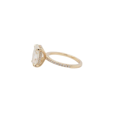 3.99ct Lab Grown Diamond & 9ct Gold Solitaire Ring HIDDEN HALO 3.67g