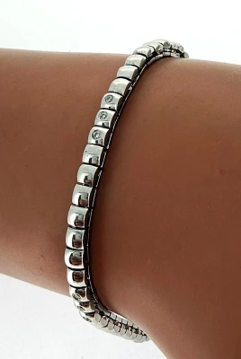 0.18ct Natural Diamond & 9ct White Gold 3.2mm Bracelet 7.5 Inch 11.2g