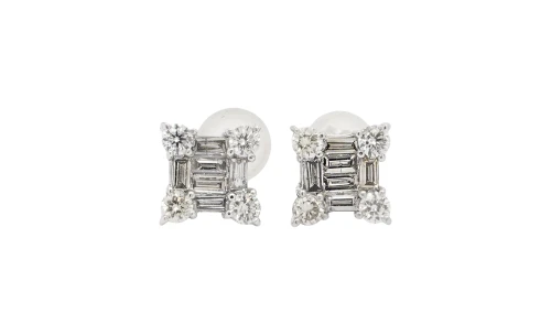 0.60ct Natural Diamond & 18ct White Gold 7.0mm Fancy Stud Earrings 1.45g