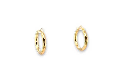 9ct Gold 21mm Round Tube Hoop Earrings 1.2g