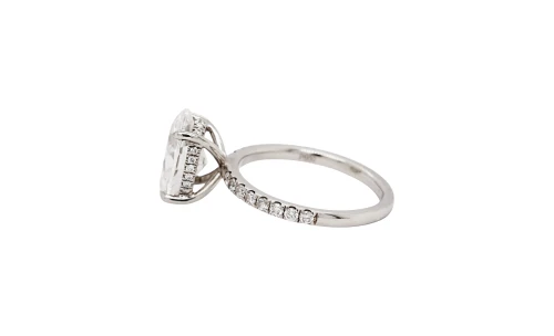 3.45ct Lab Grown Diamond & Platinum Solitaire Ring ( Hidden Halo ) 4.3g