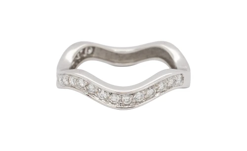 0.50ct Natural Diamond & 18ct White Gold 3mm Fancy Shaped Band 4.3g