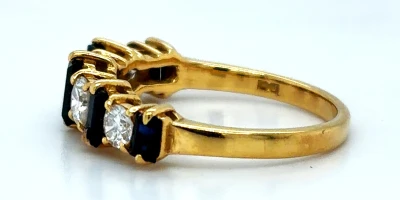 0.55ct Sapphire & 0.75ct Diamond Eternity/DressRing-18ct Gold 3.08g