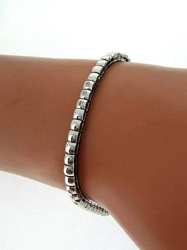 0.18ct Natural Diamond & 9ct White Gold 3.2mm Bracelet 7.5 Inch 11.2g