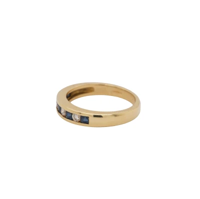 0.30ct Sapphire & 0.25ct Diamond 18ct Gold Eternity/Wedding Band 4.8g