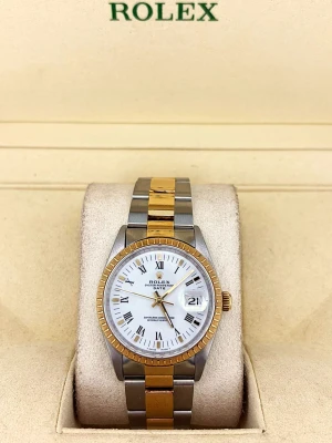 Rolex 34mm Oyster Perpetual Date- 18ct Gold & Stainless Steel 1995 Box & Papers Model: 15223