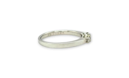 0.25ct Natural Diamond & 9ct White Gold Trilogy Ring 2.1g