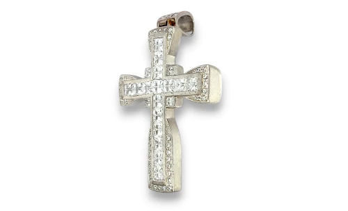 EXTRA LARGE Solid Silver & CZ Cross Pendant (91.0 x 52.5 x 7.0mm) 50.67g