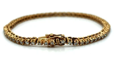 9ct Gold & Cubic Zirconia 2.9mm Tennis Bracelet 9.3g 7.5 Inch