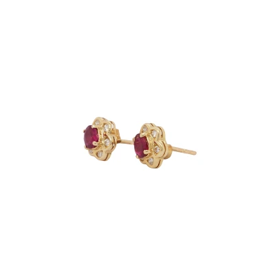 0.50ct Ruby & 0.12ct Diamond Stud Earrings - 18ct Gold 2.0g