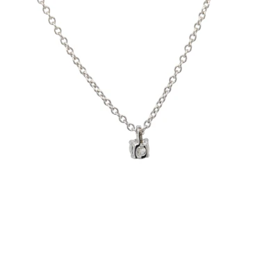 0.15ct Lab Grown Diamond & 9ct White Gold Solitaire Pendant - 16/18 Inch