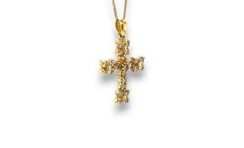 1.00ct Natural Diamond & 18ct Gold Cross Pendant (28.5 x 16.8mm) 2.32g