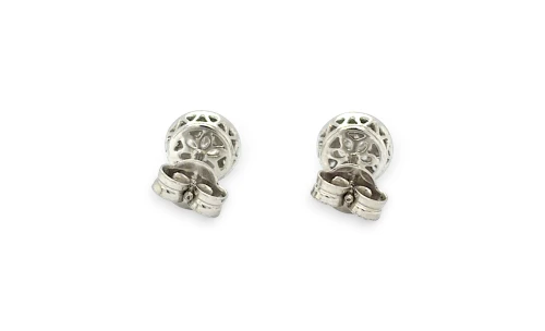 0.55ct Natural Diamond & 18ct White Gold 7.5mm Halo/Stud Earrings 2.0g