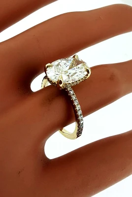 3.99ct Lab Grown Diamond & 9ct Gold Solitaire Ring HIDDEN HALO 3.67g