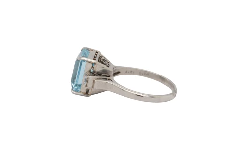4.61ct Aquamarine & 0.16ct Diamond Platinum Dress Ring- 6.5g