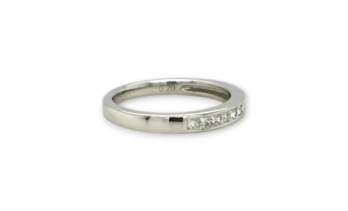 0.20ct Natural Princess Cut Diamond & 18ct White Gold Channel Set Band 2.09g