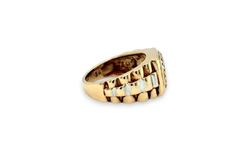 0.50ct Natural Diamond & 9ct Gold Rolex Style Signet Ring 10.35g