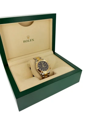 Rolex 40mm Daytona "Black Dial" 18ct Gold & Stainless Steel 2010 Box and Papers