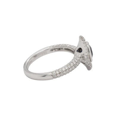 0.80ct Sapphire & 1.05ct Diamond Halo/Solitaire Ring -18ct White Gold 5.43g