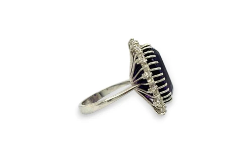 15.00ct Amethyst & 1.50ct Diamond/Platinum Halo Dress Ring 11.1g