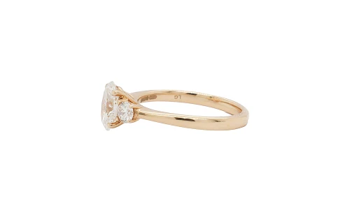 1.49ct Lab Grown Diamond & 9ct Gold Trilogy Ring 2.9g Size M