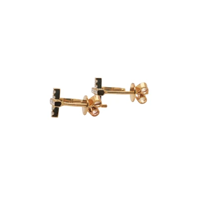 0.27ct Natural Diamond & 9ct Gold Cross Earrings 1.31g