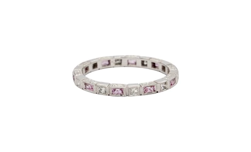 1.10ct Pink Sapphire & Diamond 2.3mm Full Band 2.25g