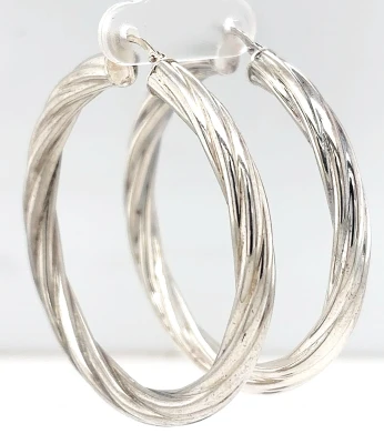 Sterling Silver Large Twisted Hoop Earrings 10.8g ( 50 x 50 x 5.0mm)