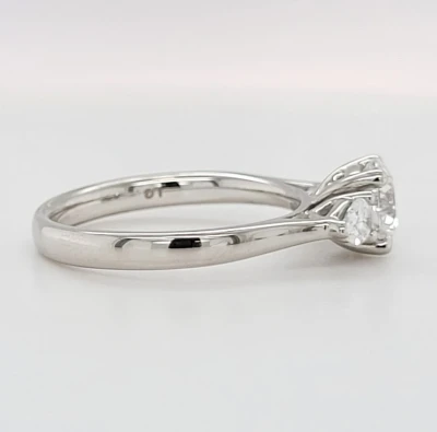 1.34ct Lab Grown Diamond & Platinum Trilogy Ring 5.6g Size M