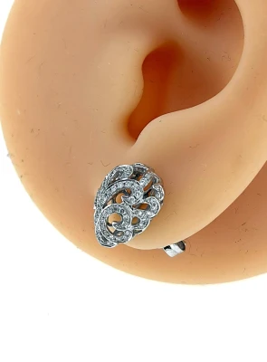 0.80ct Diamond & 18ct White Gold Ornate Stud Earrings 3.0g