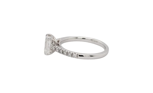 1.25ct Natural Emerald Cut Diamond & 18ct White Gold Solitaire Ring 3.1g