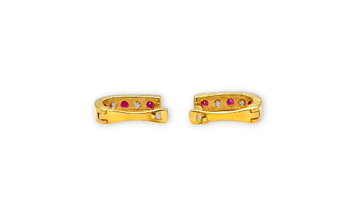 9ct Gold Red & Clear CZ Channel Set Huggies 1.1g