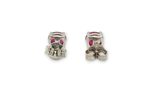 0.80ct Natural Ruby & 9ct White Gold Stud Earrings (4.8 x 4.0mm) 1.0g