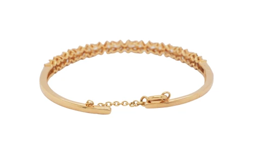 3.00ct Natural Diamond & 18ct Gold Fancy Bangle 7.5 Inch - 12.92g