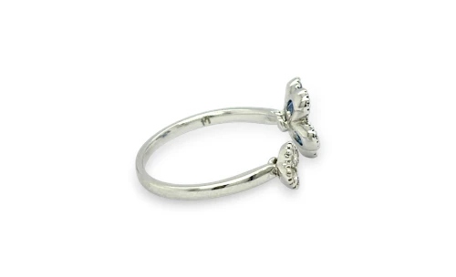 0.80ct Natural Sapphire & Diamond Open Double Flower Ring-18ct White Gold 2.72g