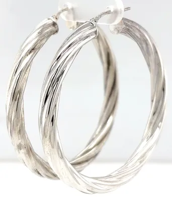 Sterling Silver Large Twisted Hoop Earrings 10.8g ( 50 x 50 x 5.0mm)