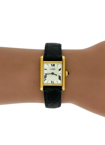 Vintage Cartier Tank -Silver with Gold Plate/Leather ( Crica 1985) Model:1613