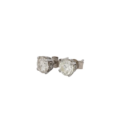 1.39ct Diamond & 18ct White Gold Solitaire Stud Earrings 1.8g